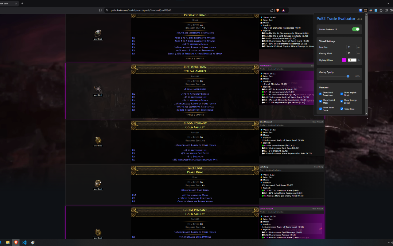POE Trade Evaluator chrome谷歌浏览器插件_扩展第1张截图