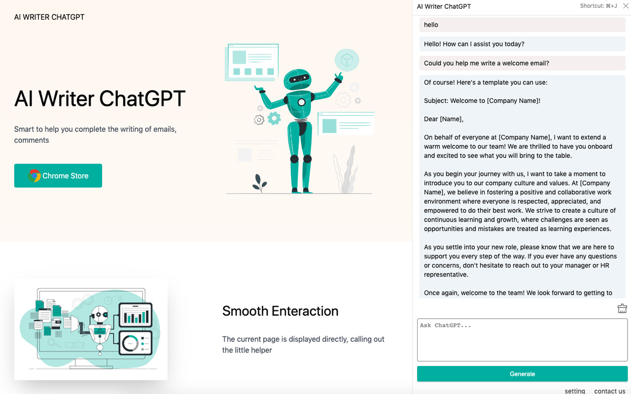 AI Writer ChatGPT chrome谷歌浏览器插件_扩展第1张截图