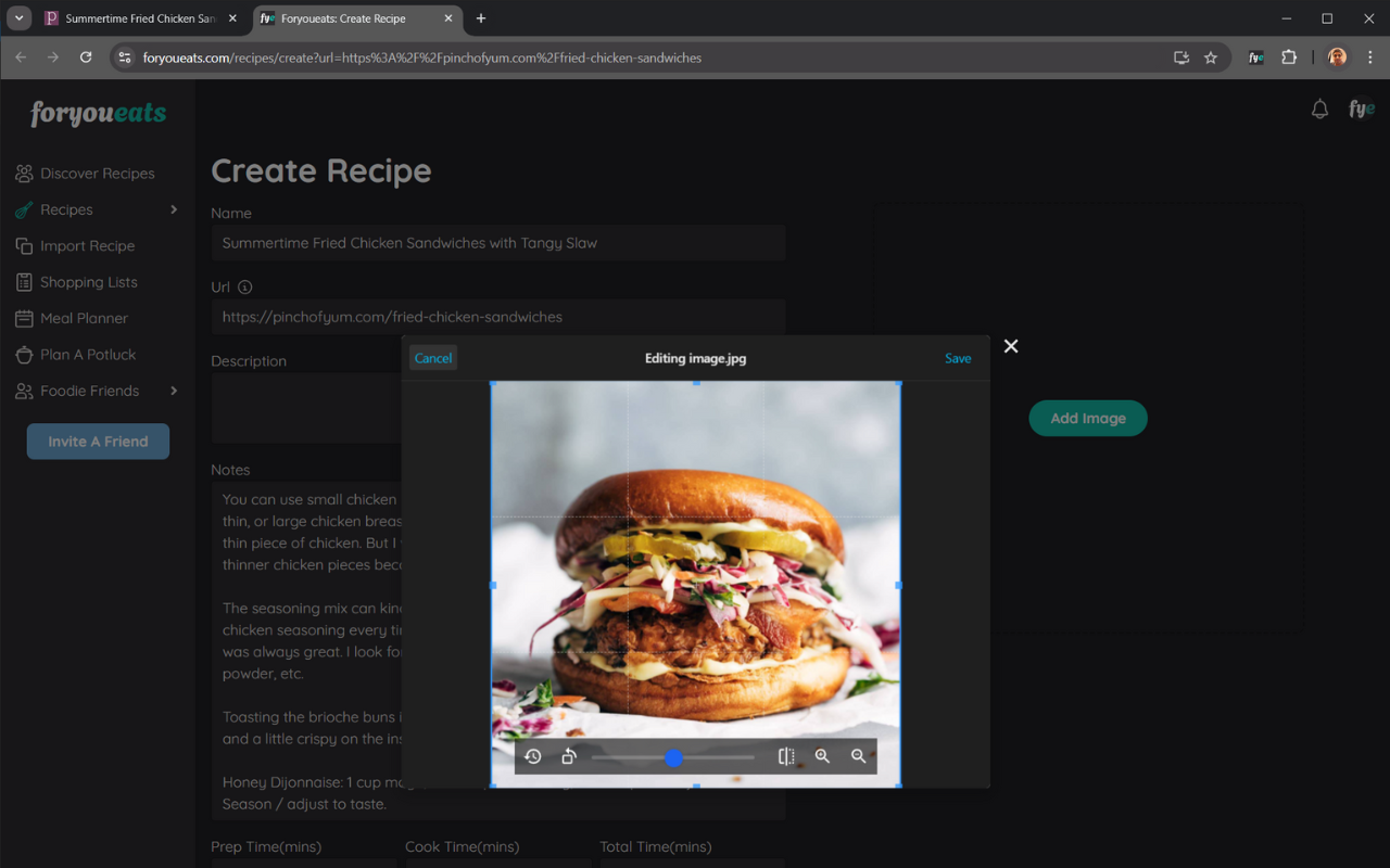 Foryoueats: Import Recipes chrome谷歌浏览器插件_扩展第1张截图