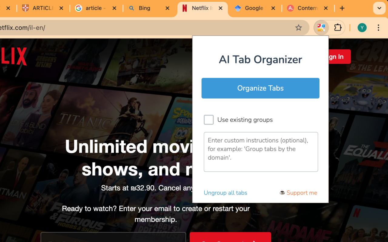 AI Tab Organizer chrome谷歌浏览器插件_扩展第3张截图