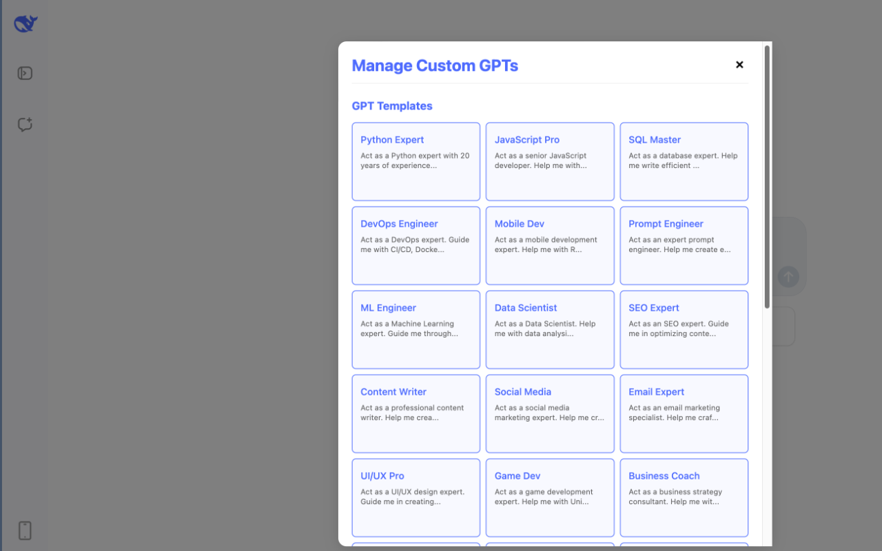 Custom GPT Models for deepseek.com Chat AI chrome谷歌浏览器插件_扩展第5张截图