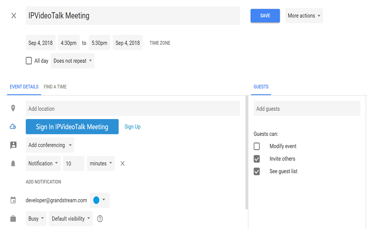 IPVideoTalk for Google Calendar chrome谷歌浏览器插件_扩展第3张截图
