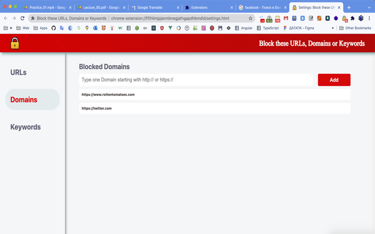 Block these URLs, Domains or Keywords chrome谷歌浏览器插件_扩展第2张截图