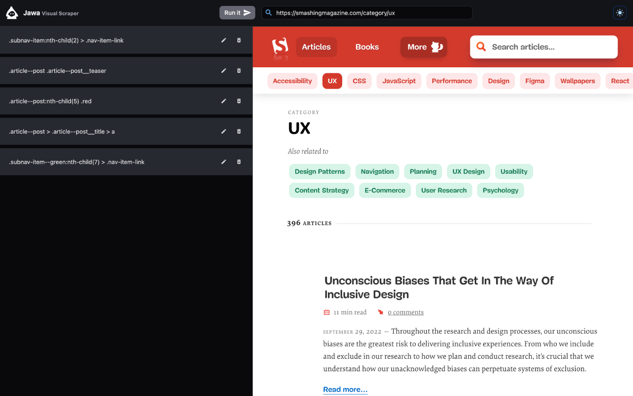 Jawa - Visual Scraper chrome谷歌浏览器插件_扩展第1张截图