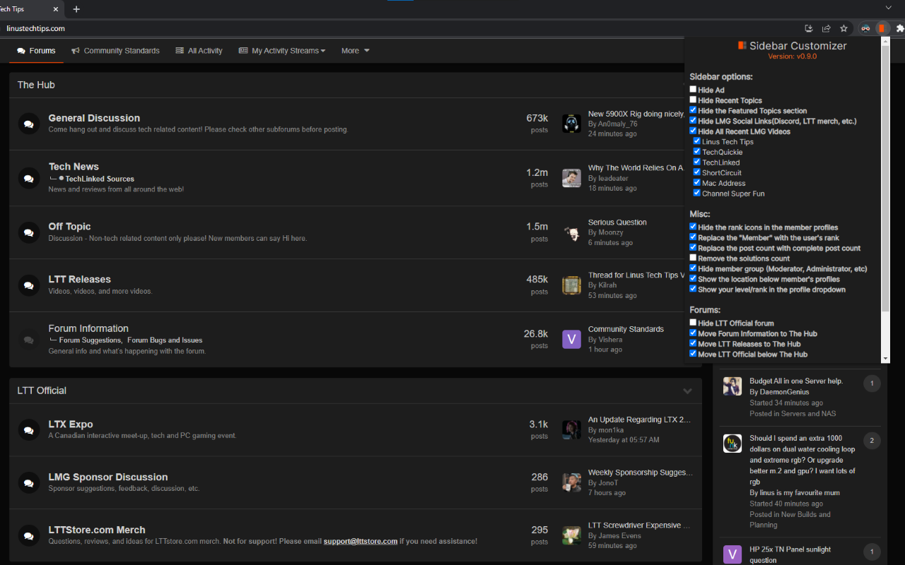 LTT Sidebar Customizer chrome谷歌浏览器插件_扩展第2张截图
