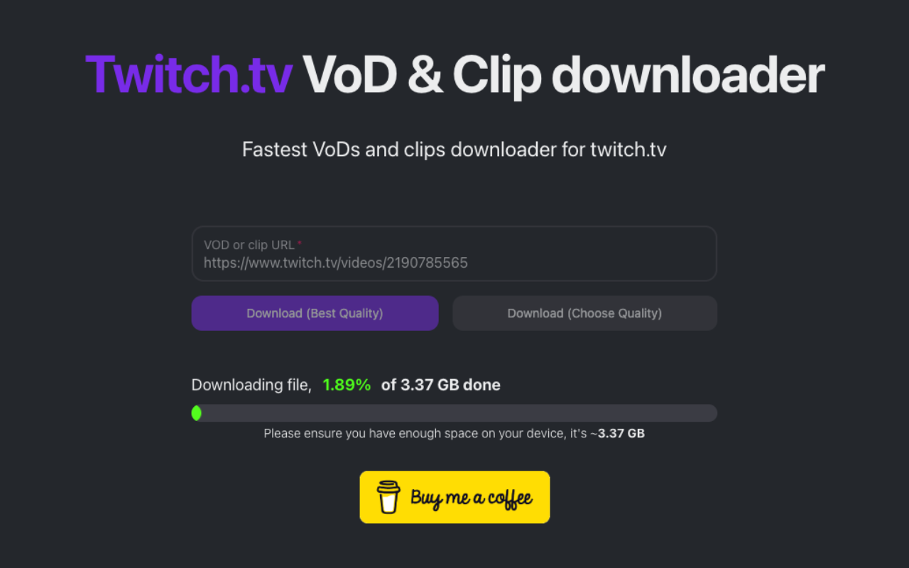 Twitch VOD downloader chrome谷歌浏览器插件_扩展第1张截图