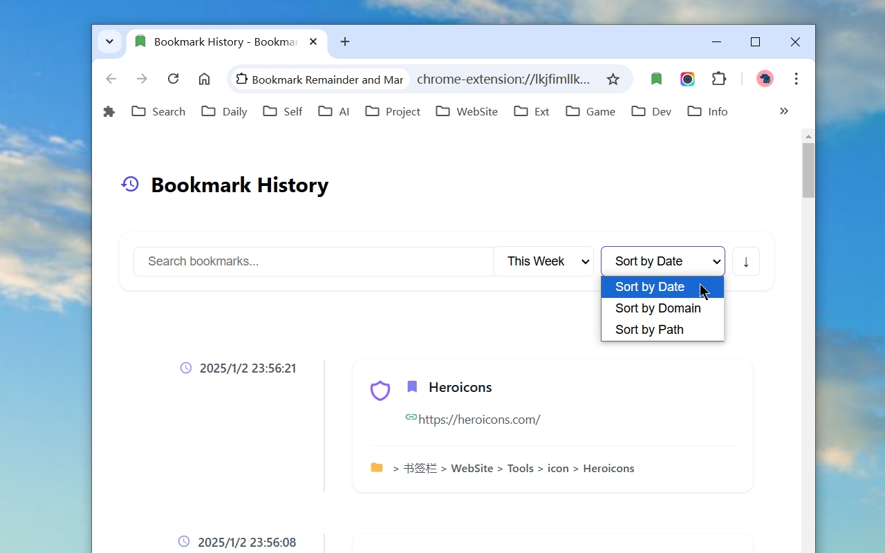 Bookmark Remainder and Manager Pro chrome谷歌浏览器插件_扩展第3张截图