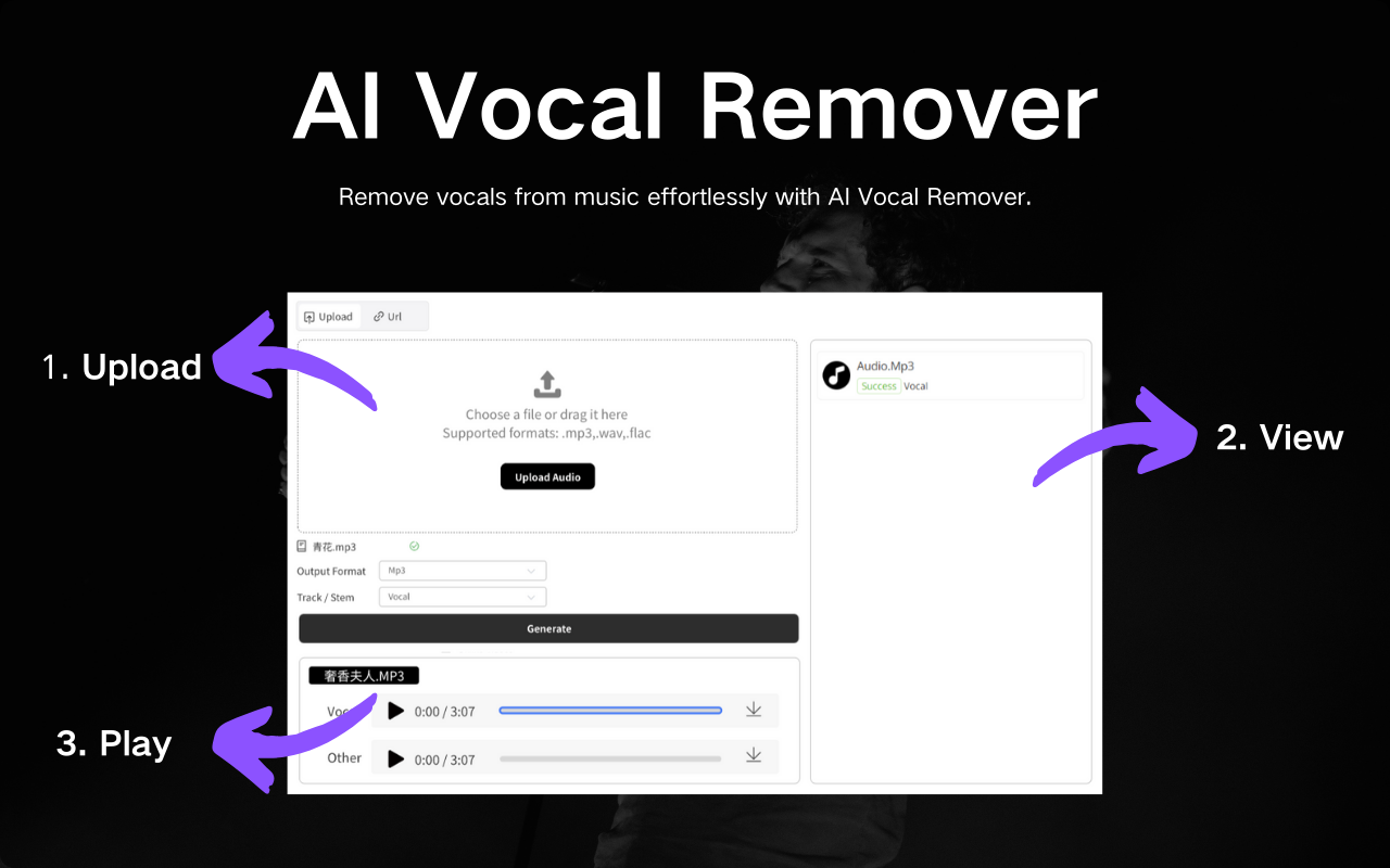 AI 人声去除器——适用歌曲和音乐 chrome谷歌浏览器插件_扩展第1张截图