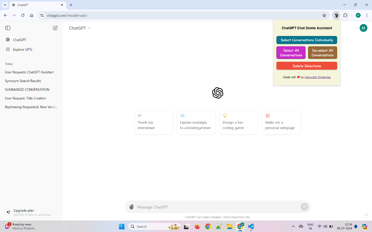 ChatGPT Delete Chat Assistant chrome谷歌浏览器插件_扩展第3张截图