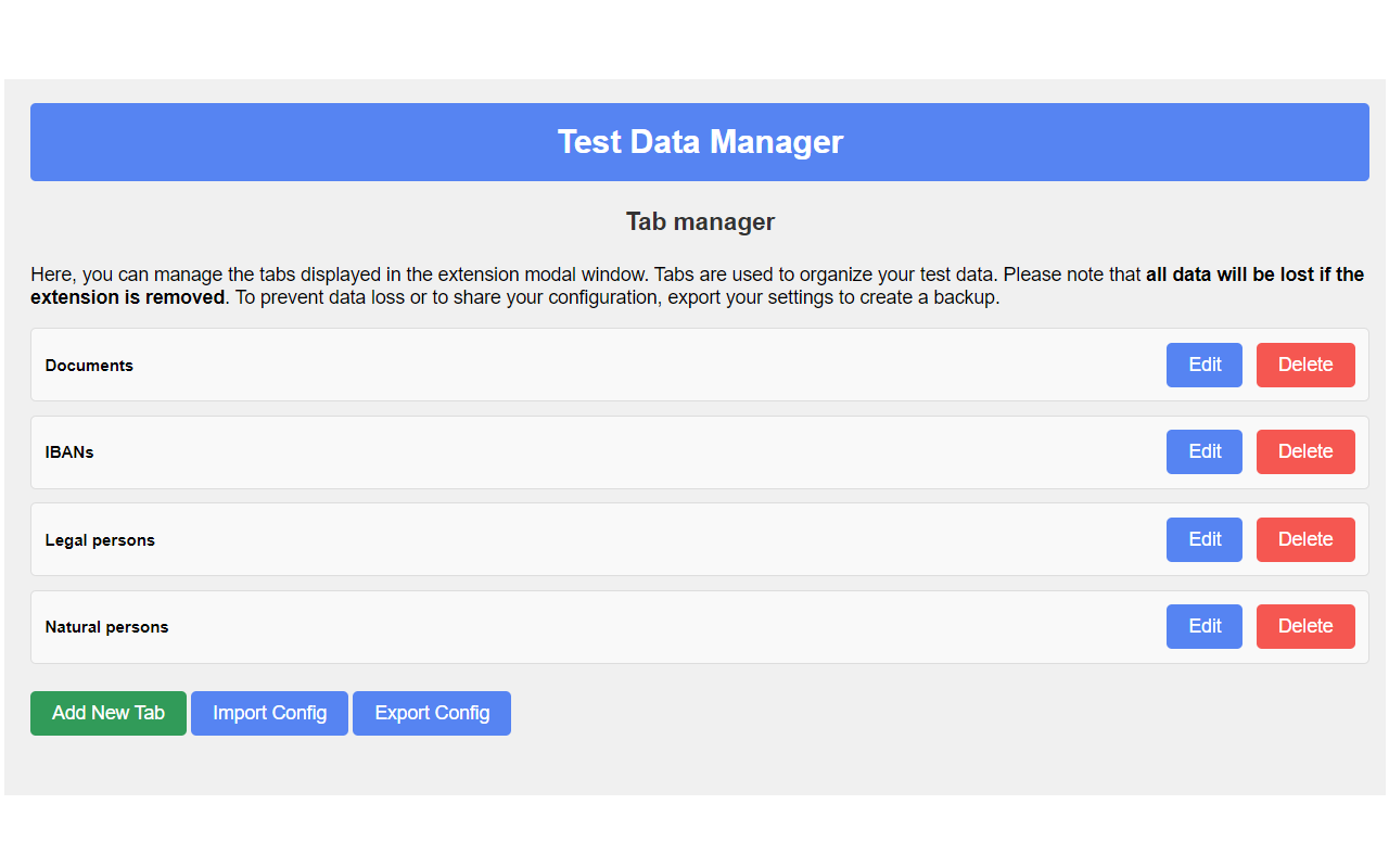 Test data manager chrome谷歌浏览器插件_扩展第3张截图