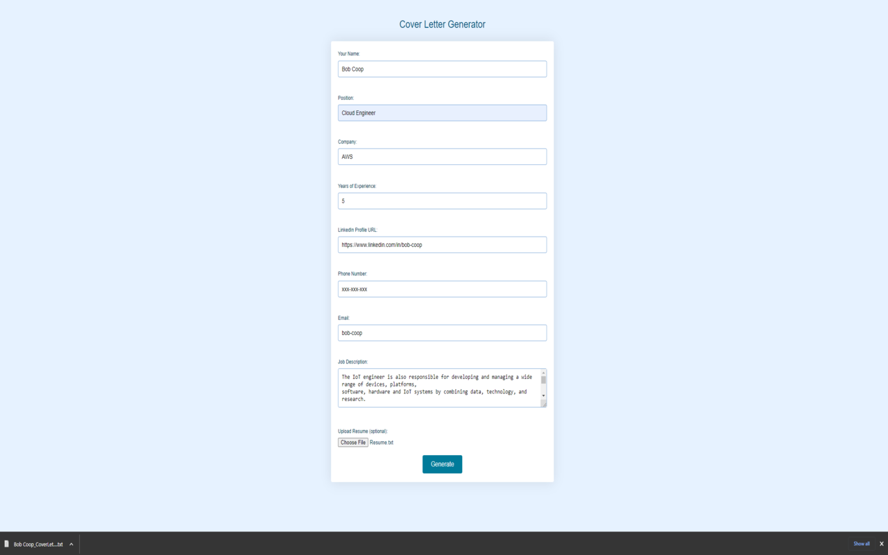 Cover Letter Generator chrome谷歌浏览器插件_扩展第2张截图