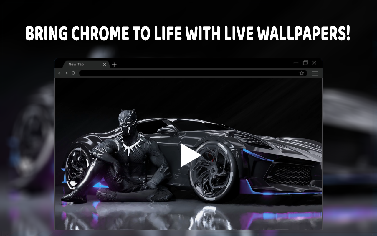 Black Panther Bugatti Chiron: La Voiture Noire Live Wallpaper New Tab chrome谷歌浏览器插件_扩展第1张截图