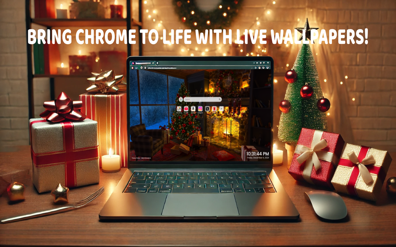 Christmas tree Warm Fireplace Enjoyment of Snowy Days live wallpaper chrome谷歌浏览器插件_扩展第1张截图
