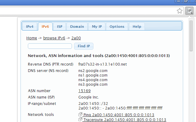 IP Address and Domain Information chrome谷歌浏览器插件_扩展第1张截图