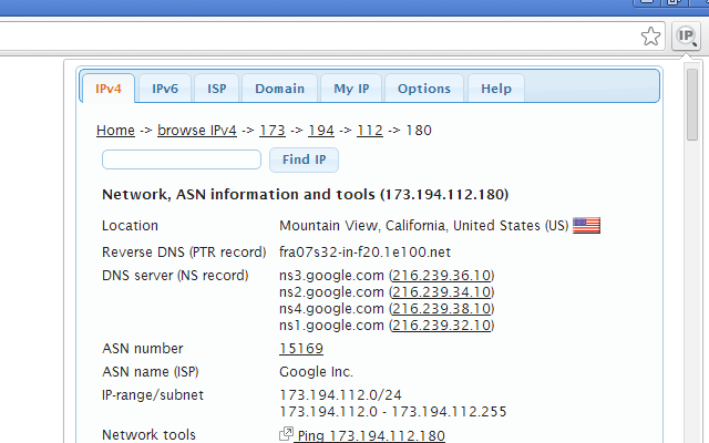 IP Address and Domain Information chrome谷歌浏览器插件_扩展第2张截图