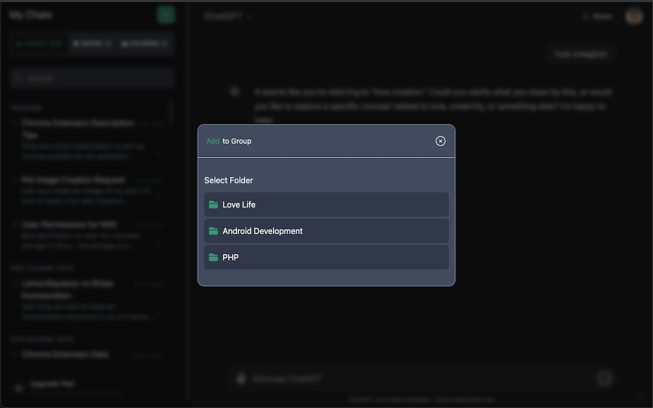 LeonidasGPT: Organize ChatGPT, Deepseek Conversations into Folders & More chrome谷歌浏览器插件_扩展第2张截图
