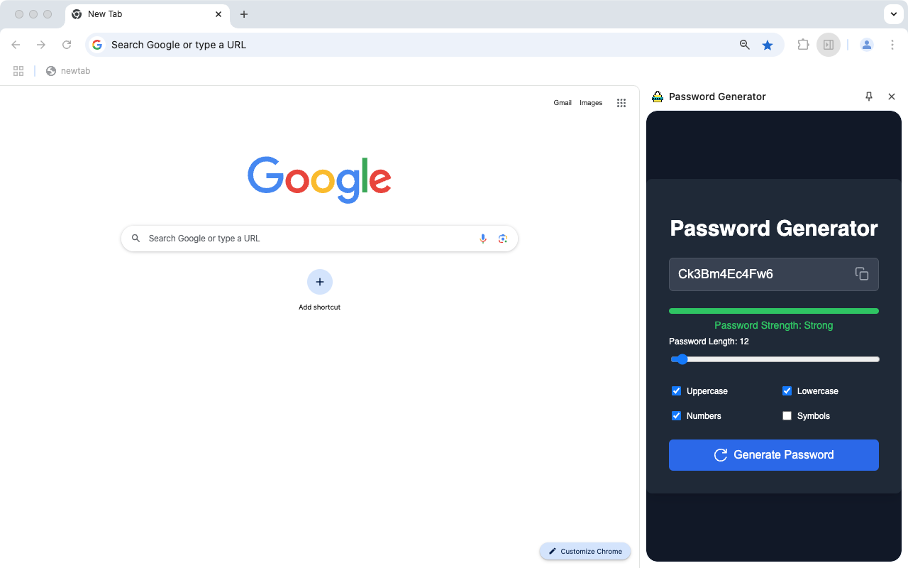 密码生成器 chrome谷歌浏览器插件_扩展第1张截图