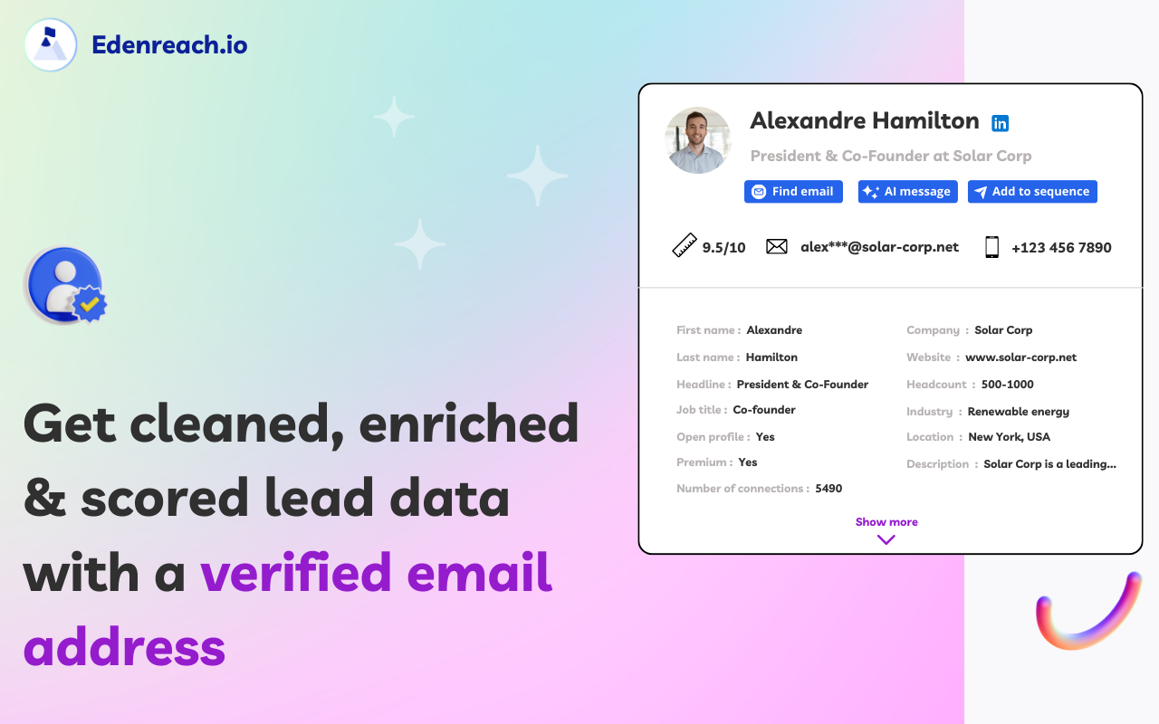 Edenreach - Turn Your Sales Navigator into a Lead Generation Machine chrome谷歌浏览器插件_扩展第4张截图