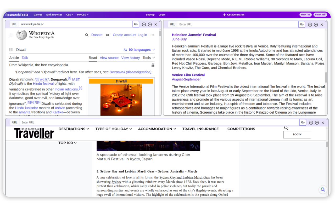 ResearchTools: Multiple Site Viewer chrome谷歌浏览器插件_扩展第2张截图