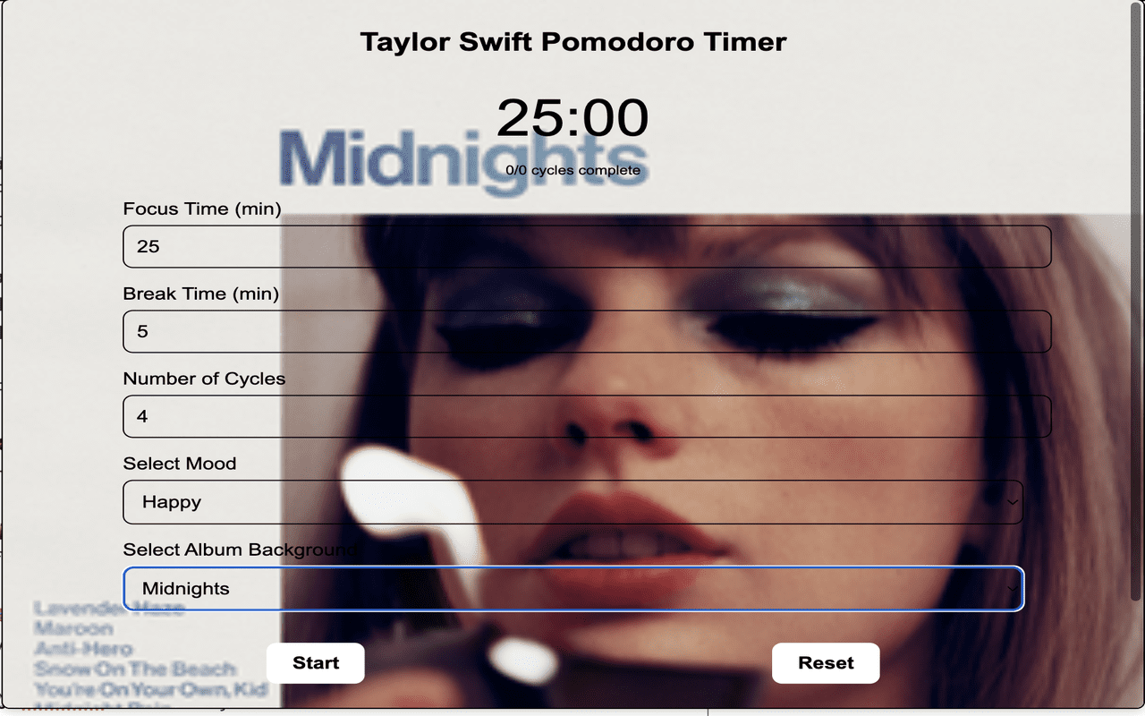 Taylor Swift Pomodoro Timer chrome谷歌浏览器插件_扩展第4张截图