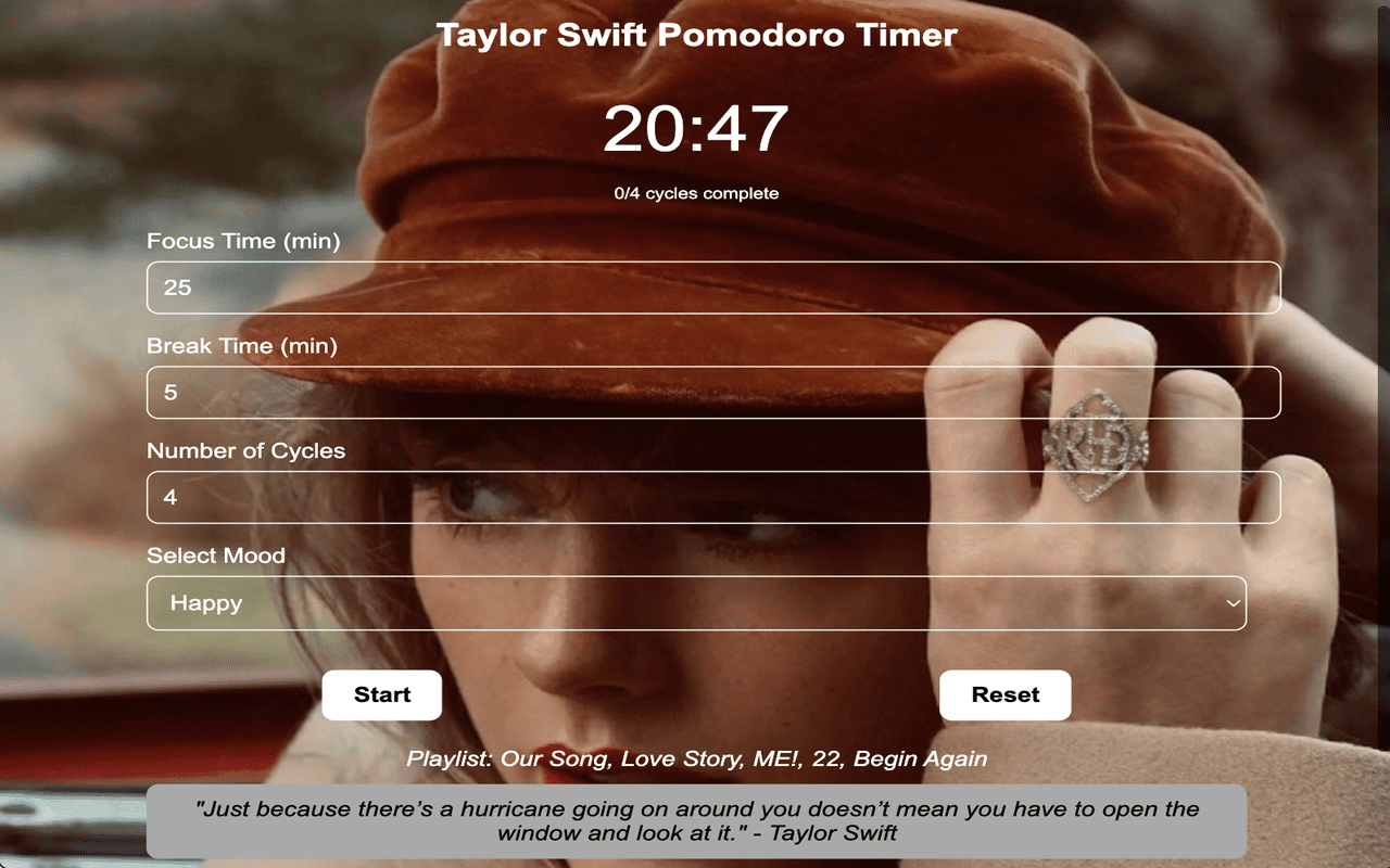 Taylor Swift Pomodoro Timer chrome谷歌浏览器插件_扩展第5张截图