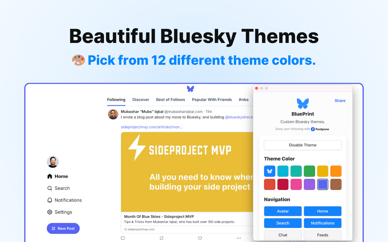 BluePrint: Custom Bluesky theming by Postpone chrome谷歌浏览器插件_扩展第2张截图