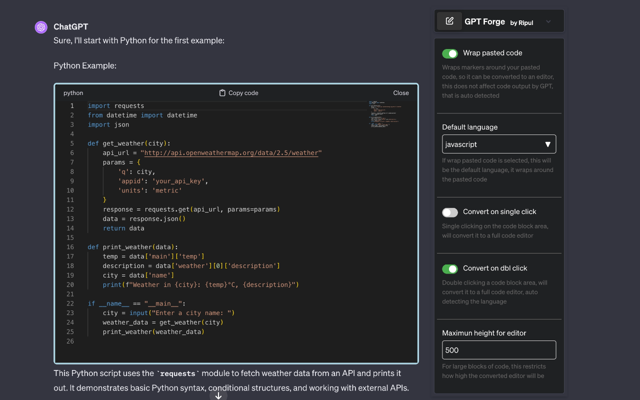 GPTCodeForge chrome谷歌浏览器插件_扩展第1张截图