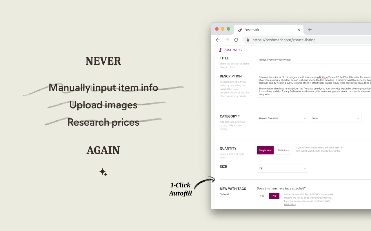 Carouge | Streamline reselling: save, create, and cross-list in seconds. chrome谷歌浏览器插件_扩展第1张截图