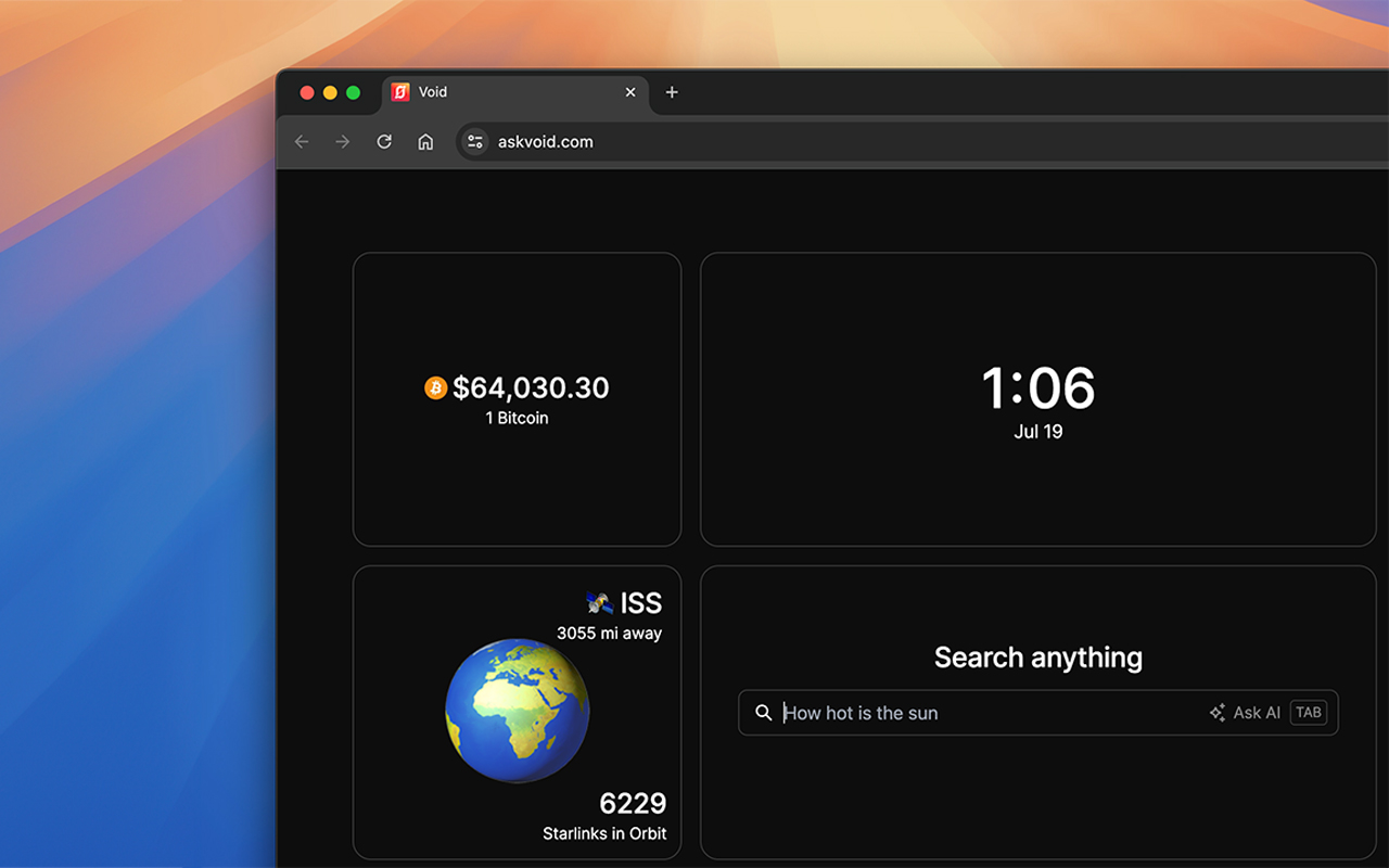 Void - The most customizable portal to the web chrome谷歌浏览器插件_扩展第1张截图