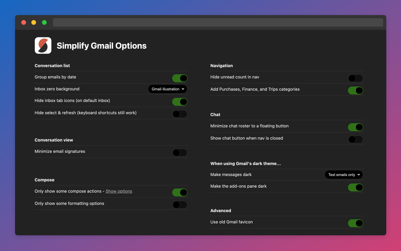 Simplify Gmail chrome谷歌浏览器插件_扩展第3张截图