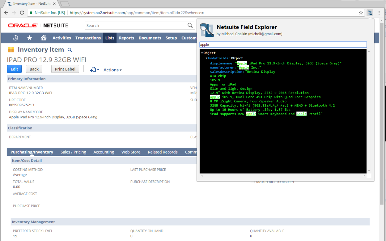 NetSuite Field Explorer chrome谷歌浏览器插件_扩展第1张截图