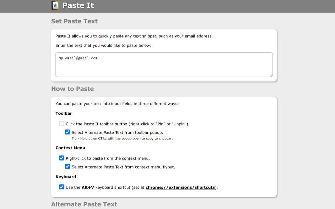 Paste It - Text Snippets chrome谷歌浏览器插件_扩展第1张截图