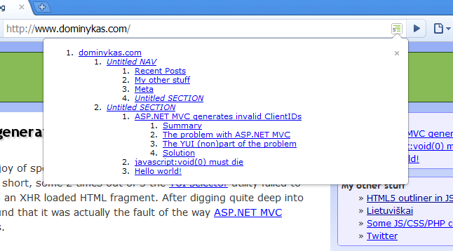 HTML5 Outliner chrome谷歌浏览器插件_扩展第1张截图