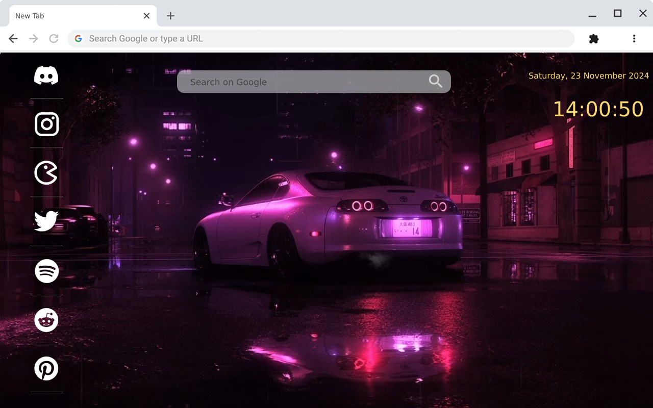 Light up your browser with the Night Neon Supra live wallpaper chrome谷歌浏览器插件_扩展第1张截图