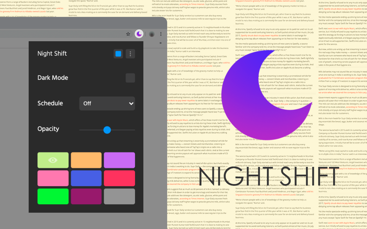 Night Shift chrome谷歌浏览器插件_扩展第2张截图