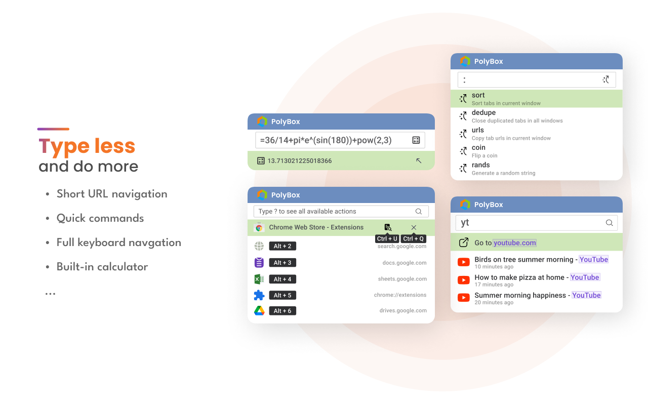PolyBox - 一键开启ChatGPT对话、管理指令库，快捷启动多个搜索引擎，搜索标签页、书签、历史、下载，短网址导航 chrome谷歌浏览器插件_扩展第3张截图