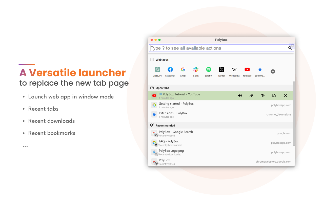 PolyBox - 一键开启ChatGPT对话、管理指令库，快捷启动多个搜索引擎，搜索标签页、书签、历史、下载，短网址导航 chrome谷歌浏览器插件_扩展第4张截图