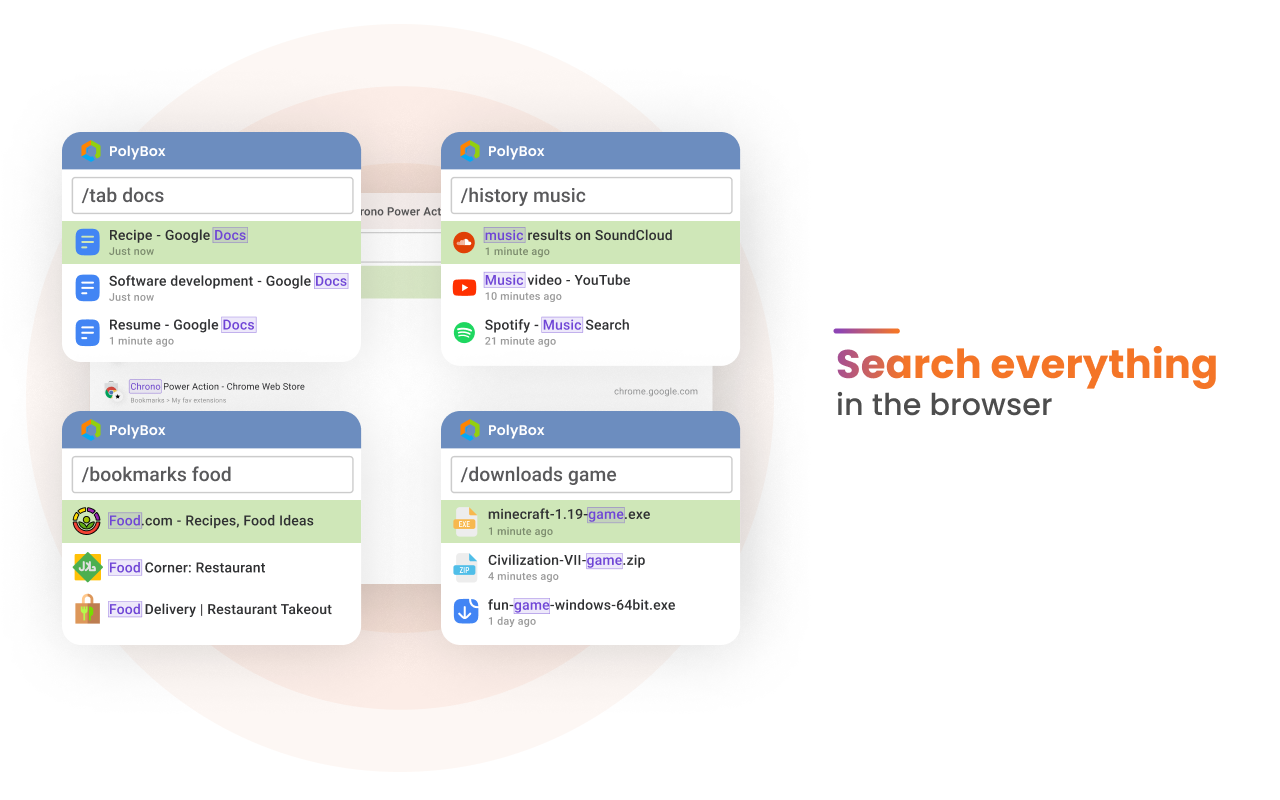PolyBox - 一键开启ChatGPT对话、管理指令库，快捷启动多个搜索引擎，搜索标签页、书签、历史、下载，短网址导航 chrome谷歌浏览器插件_扩展第5张截图
