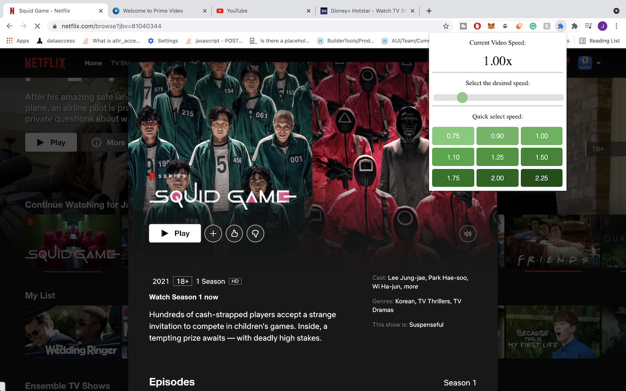 SpeedUp: Netflix, Prime videos chrome谷歌浏览器插件_扩展第4张截图