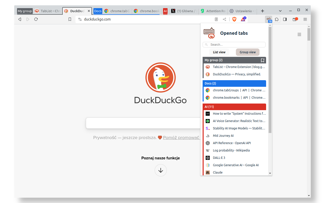 Tab List chrome谷歌浏览器插件_扩展第2张截图