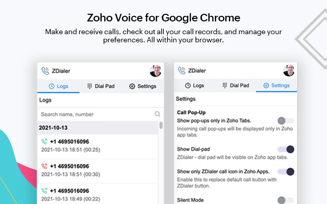 ZDialer - Zoho Voice Extension chrome谷歌浏览器插件_扩展第3张截图