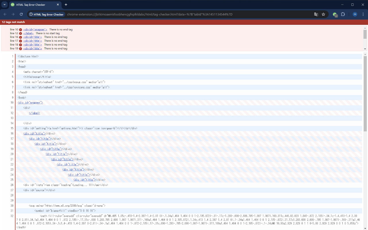 HTML Tag Error Checker chrome谷歌浏览器插件_扩展第3张截图