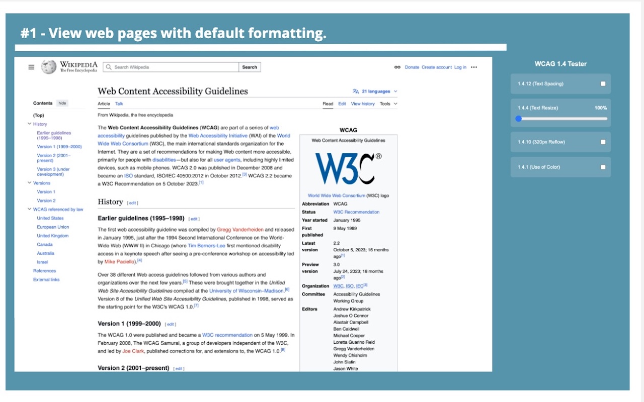 WCAG 2.1 Accessibility 1.4 Text and Contrast Testing and Checking Tool chrome谷歌浏览器插件_扩展第1张截图