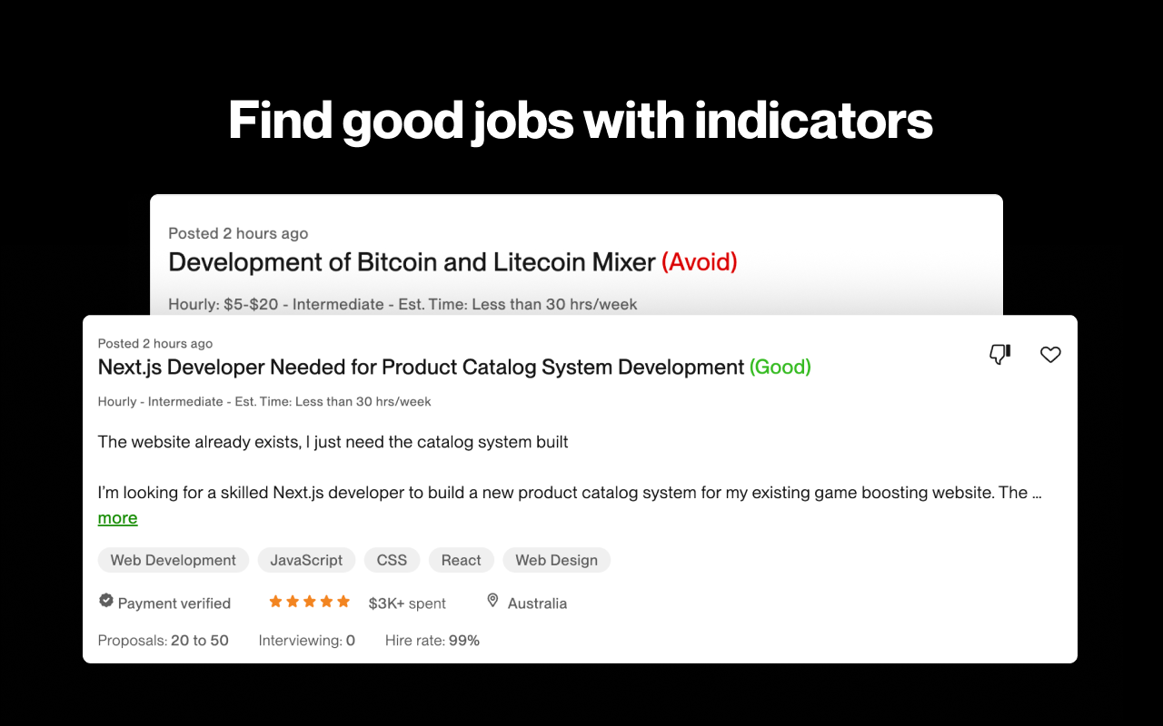 Upwork Extension - indicators, feed filters chrome谷歌浏览器插件_扩展第5张截图