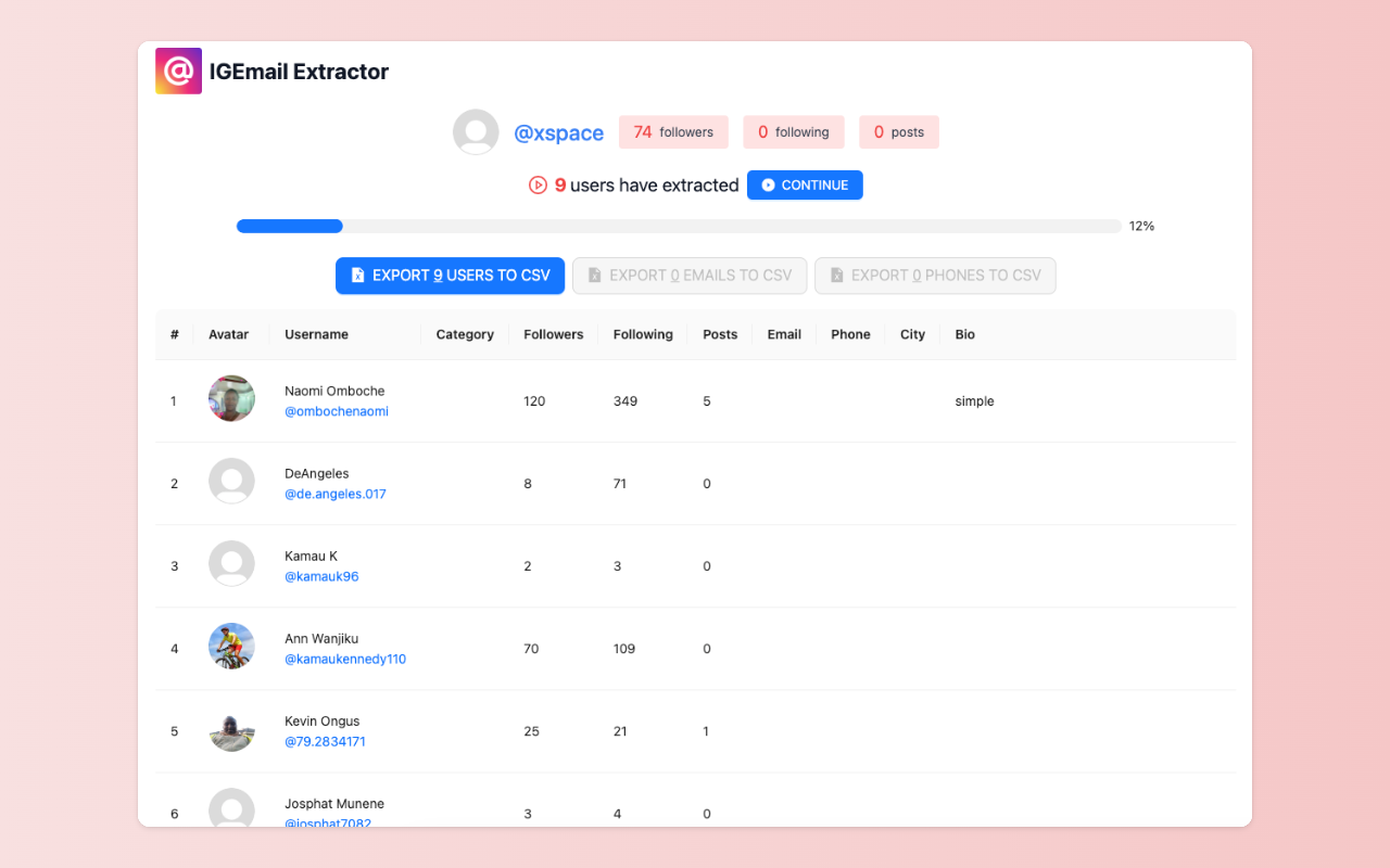IGEmail Extract Tool - IG Follower Exportor chrome谷歌浏览器插件_扩展第2张截图