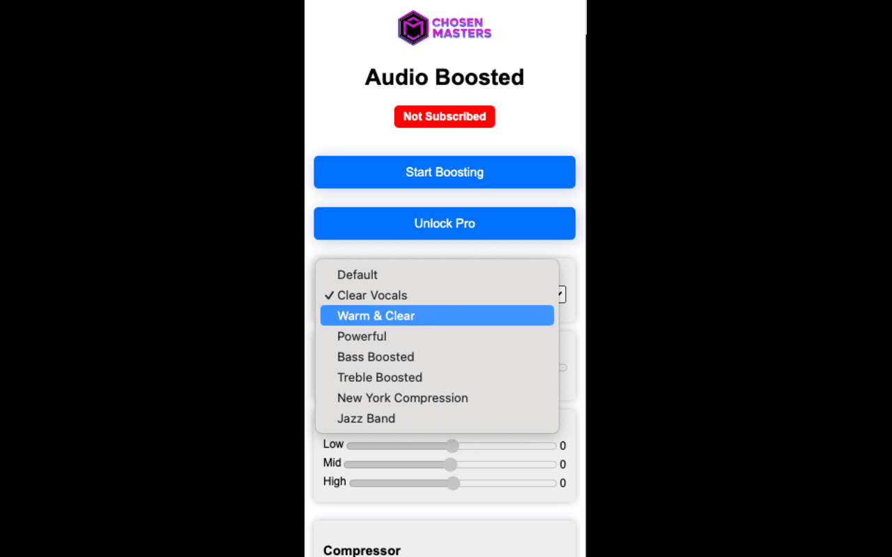 Audio Boosted by ChosenMasters.com chrome谷歌浏览器插件_扩展第4张截图
