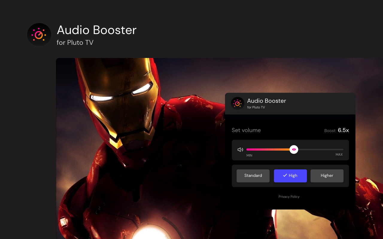 Audio Booster for Pluto TV chrome谷歌浏览器插件_扩展第1张截图