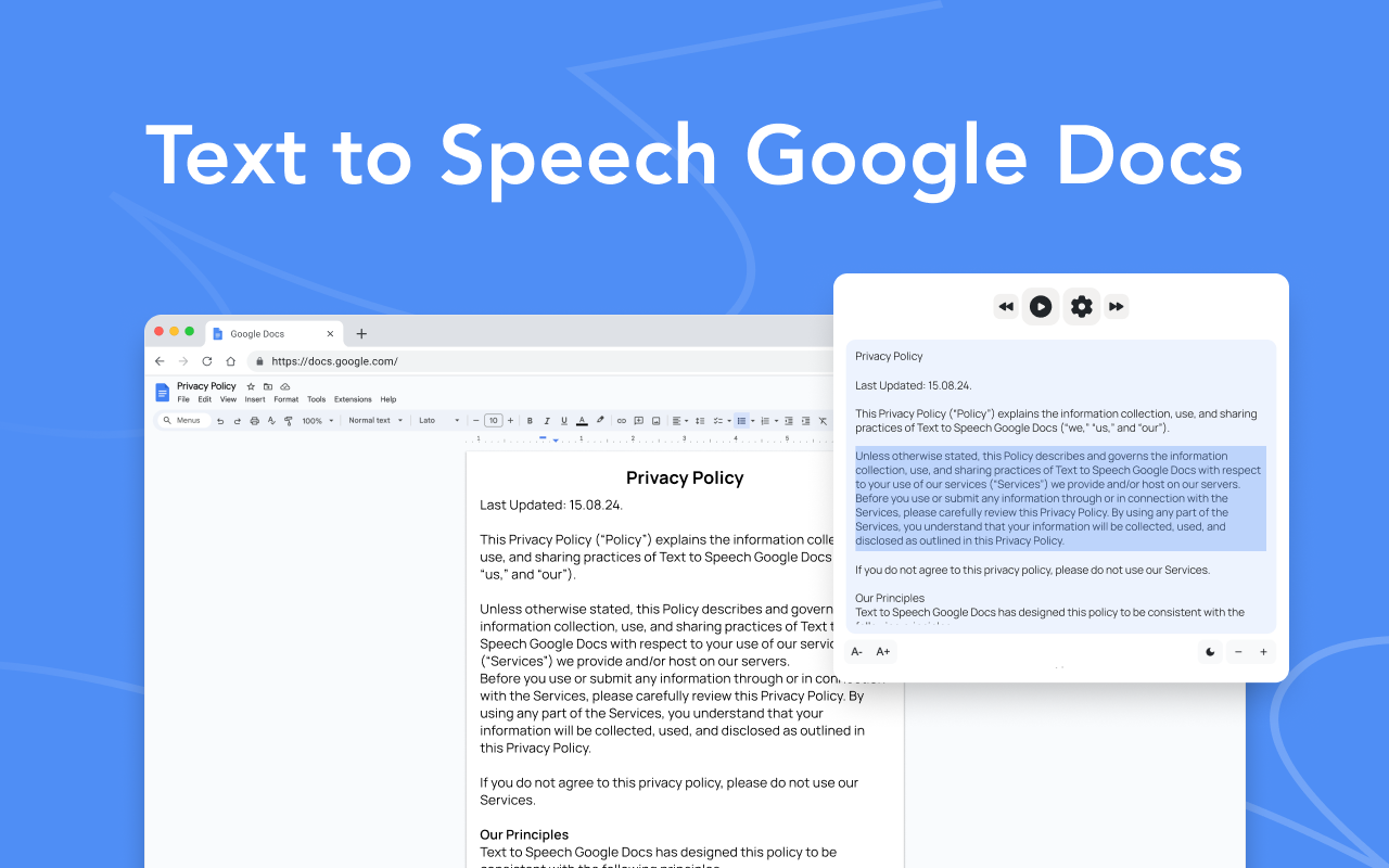 将文本转换为语音在Google Docs中 - Text to Speech Google Docs chrome谷歌浏览器插件_扩展第1张截图