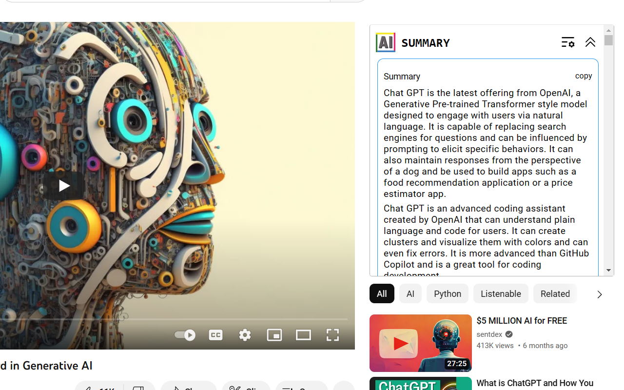 Youtube Transcript AI Summary chrome谷歌浏览器插件_扩展第2张截图