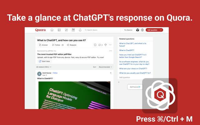 ChatGPT Assistant For Quora chrome谷歌浏览器插件_扩展第1张截图